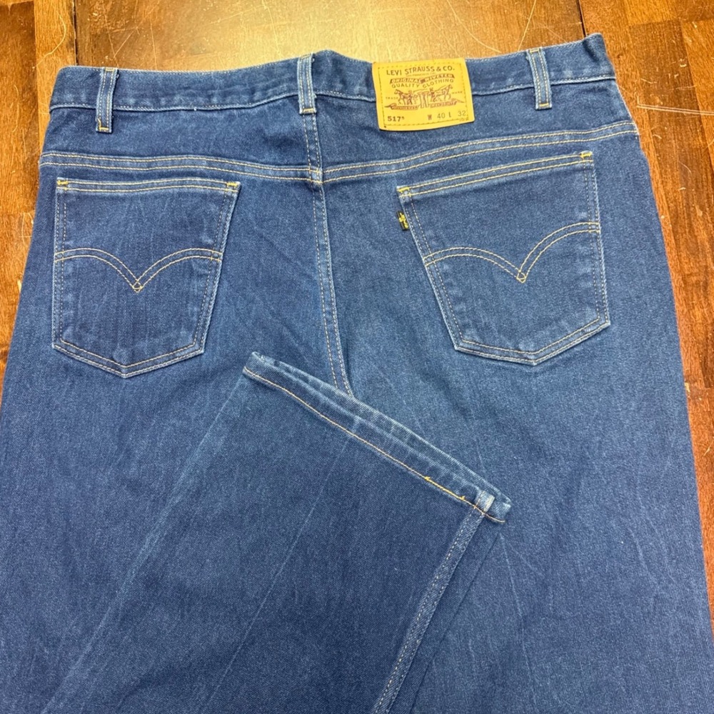 Vtg Levi's 517 Boot Cut Jeans Mens W40 L32 Blue Vintage Black Gold Tab Style